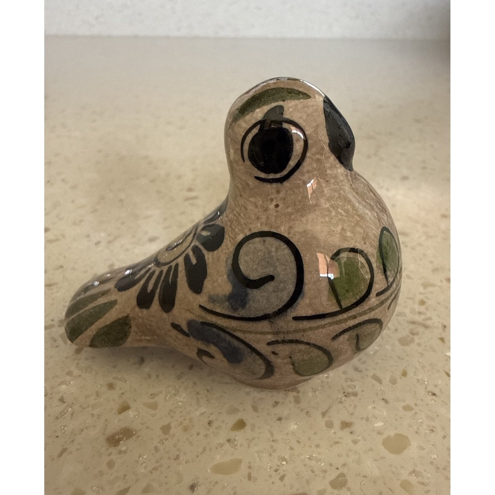 Vintage Tonala Mexican Art Pottery Bird Hand Painted